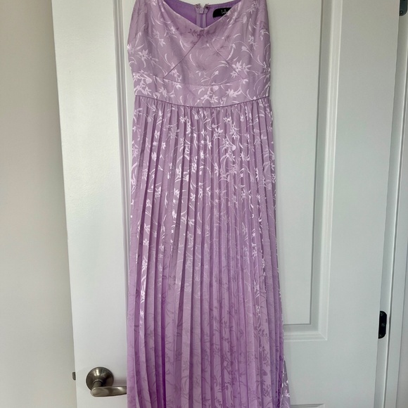 Lulus Regal Romance Lavender Floral Pleated Satin Midi Dress- Size S - Picture 2 of 7